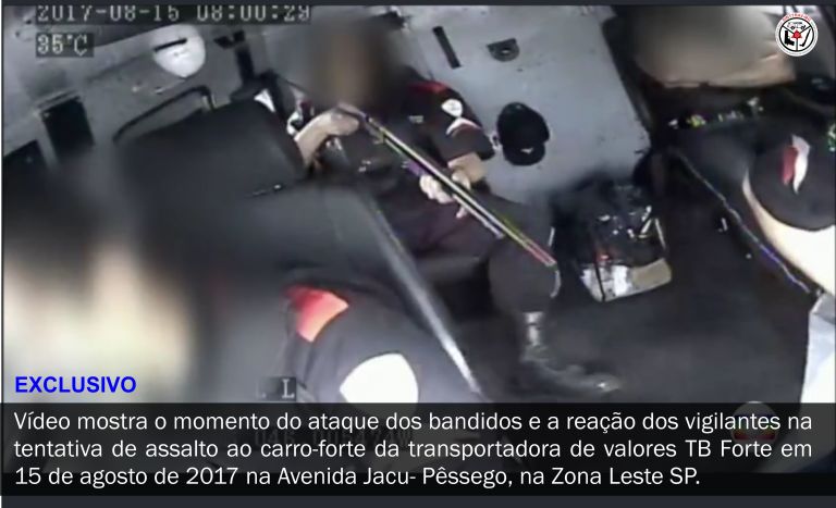 V�deo mostra o momento do ataque dos bandidos e a rea��o dos vigilantes na  tentativa de assalto 