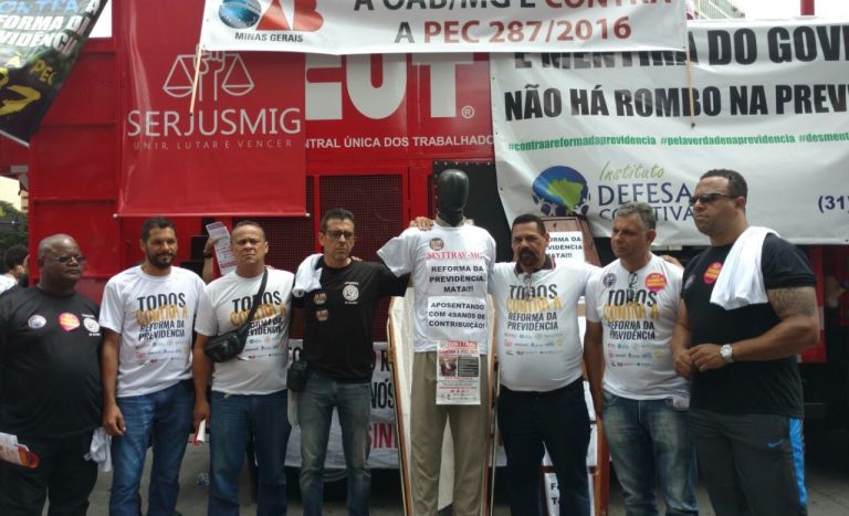 Sinttrav-MG participa de Ato Público contra a Reforma da Previdência
